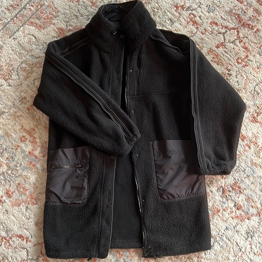 Black long warm jacket from free people movement